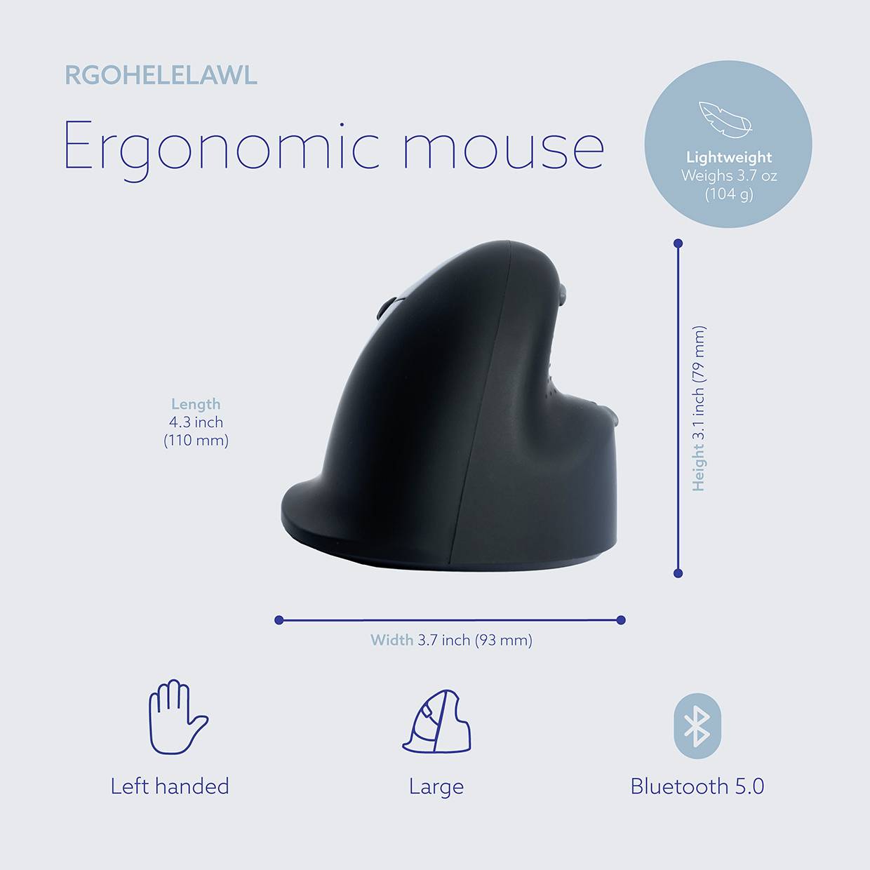 R-GO Tools HE (RGOHELELAWL) Ergonomische Maus Funk Größe: L Optisch Schwarz/Silber 5 Tasten 2500 dpi Ergonomisch, Wiederaufladbar, USB-Anschluss,