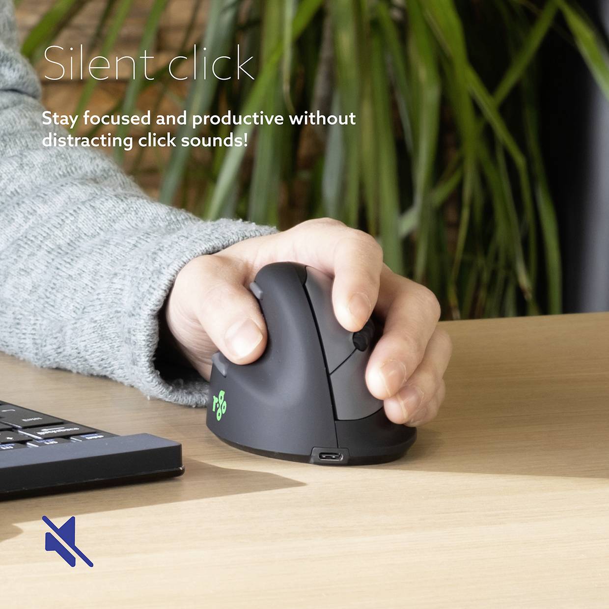 R-GO Tools HE (RGOHELELAWL) Ergonomische Maus Funk Größe: L Optisch Schwarz/Silber 5 Tasten 2500 dpi Ergonomisch, Wiederaufladbar, USB-Anschluss,