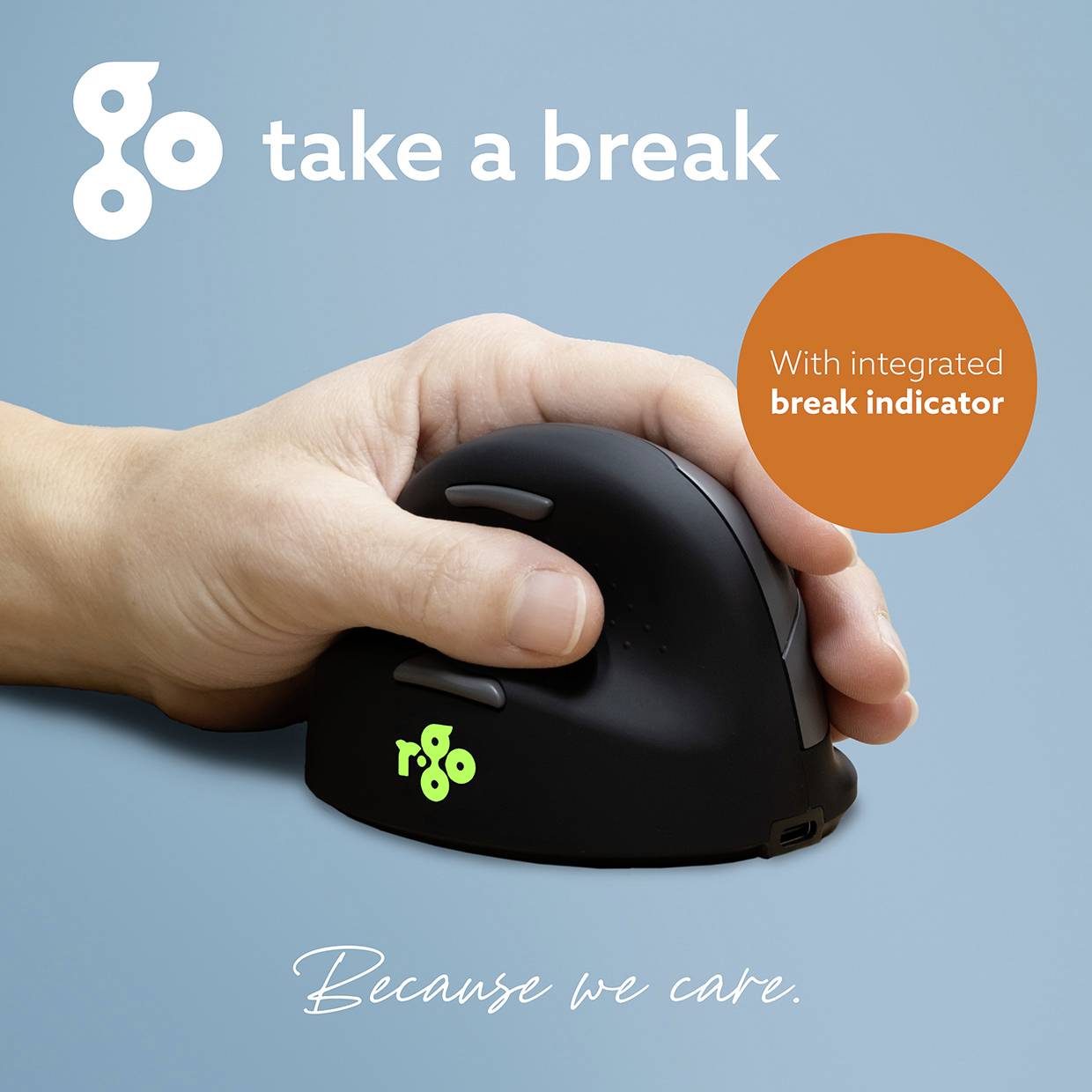 R-GO Tools HE (RGOHELELAWL) Ergonomische Maus Funk Größe: L Optisch Schwarz/Silber 5 Tasten 2500 dpi Ergonomisch, Wiederaufladbar, USB-Anschluss,