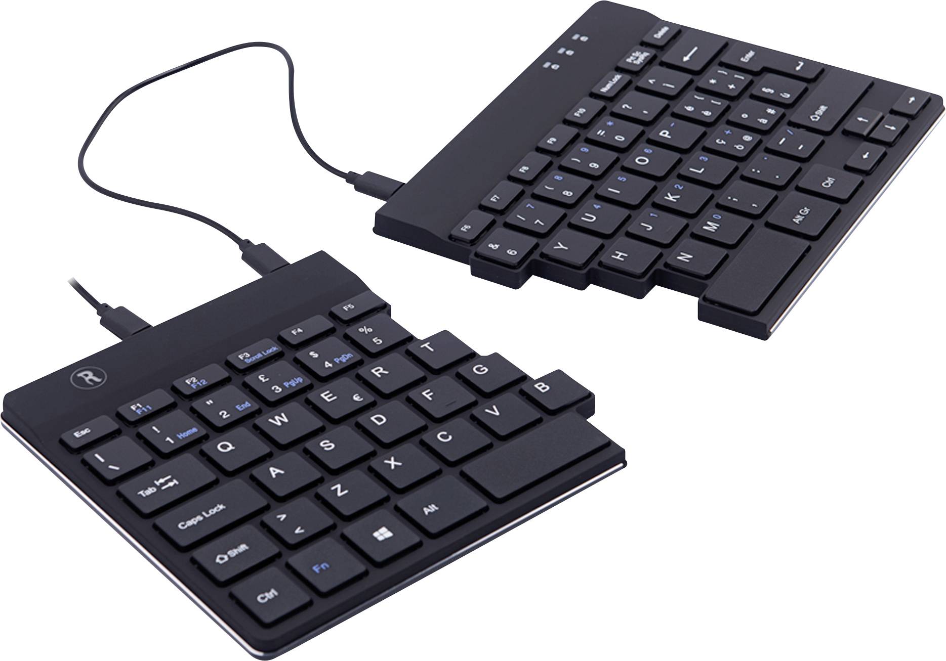 R-GO Tools Split (RGOSP-ITWIBL) Kabelgebunden Tastatur Italienisch, QWERTY Schwarz Ergonomisch
