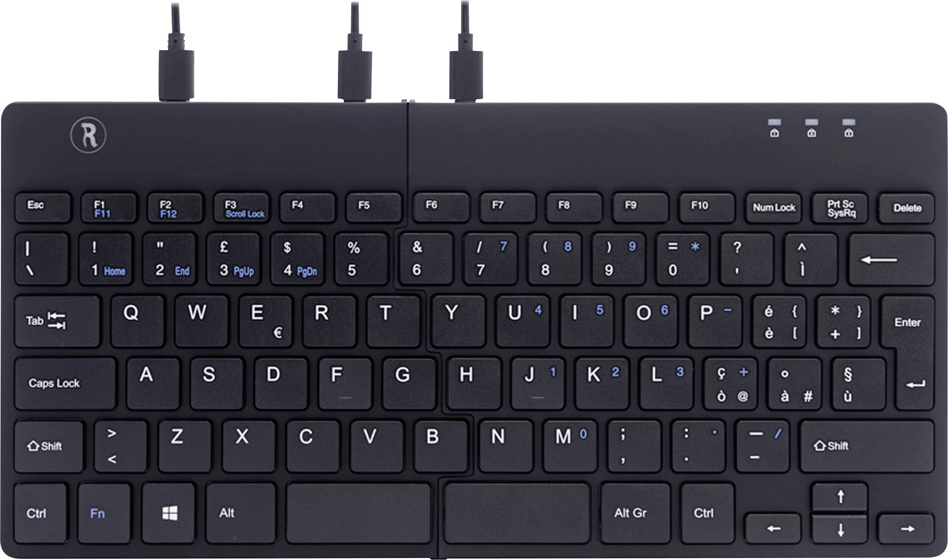 R-GO Tools Split (RGOSP-ITWIBL) Kabelgebunden Tastatur Italienisch, QWERTY Schwarz Ergonomisch