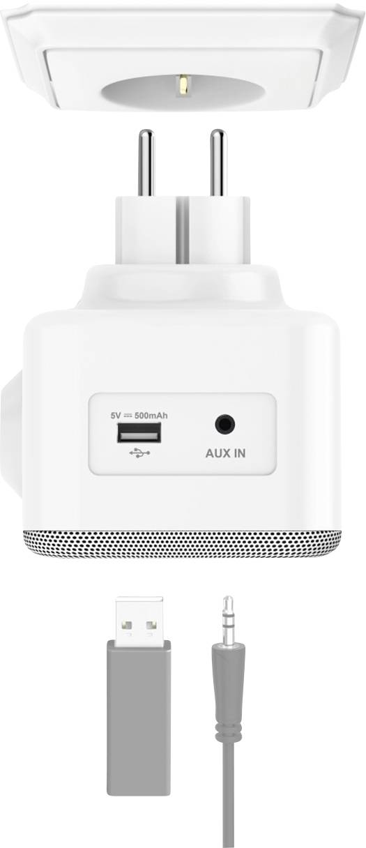 Hama DIR45BT Internet Steckdosenradio Internet, DAB+, DAB, UKW Bluetooth®, USB, WLAN, AUX, Internetradio Weckfunktion Weiß