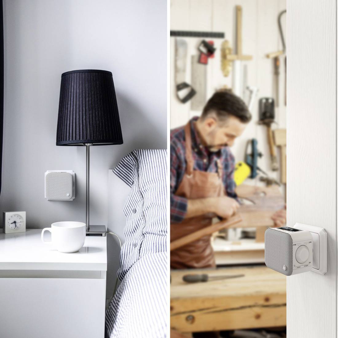 Hama DIR45BT Internet Steckdosenradio Internet, DAB+, DAB, UKW Bluetooth®, USB, WLAN, AUX, Internetradio Weckfunktion Weiß