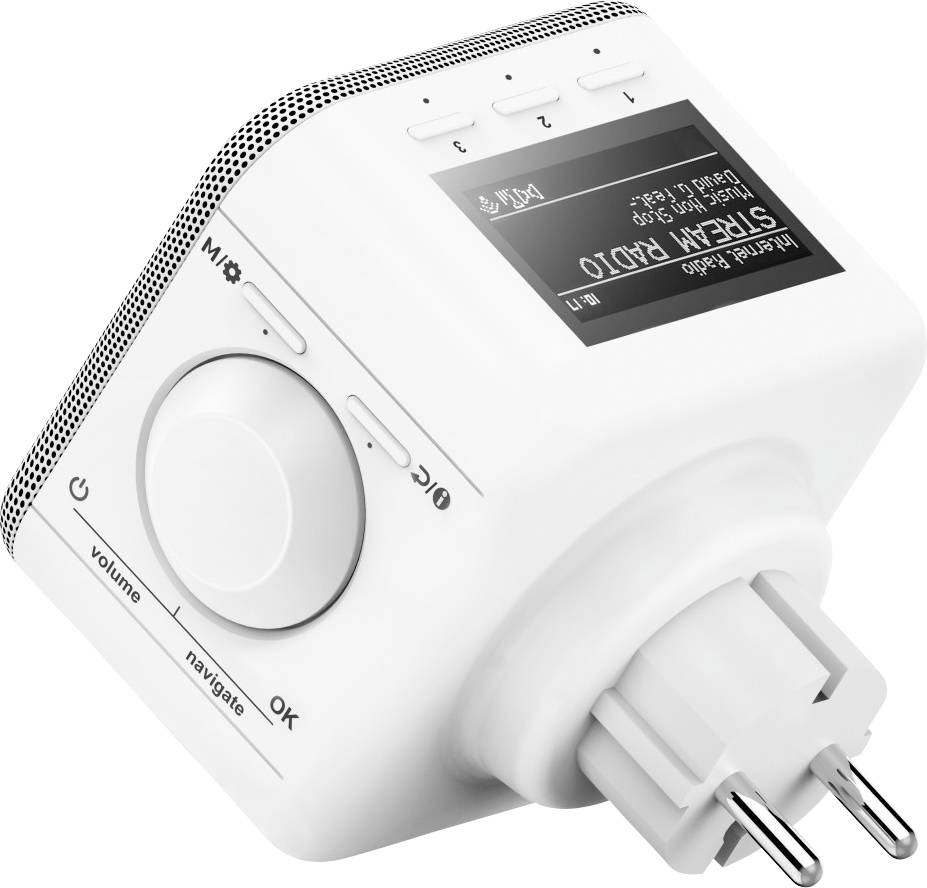 Hama DIR45BT Internet Steckdosenradio Internet, DAB+, DAB, UKW Bluetooth®, USB, WLAN, AUX, Internetradio Weckfunktion Weiß