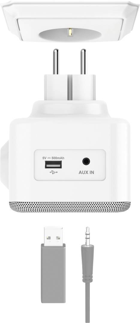 Hama DIR45BT Internet Steckdosenradio Internet, DAB+, DAB, UKW Bluetooth®, USB, WLAN, AUX, Internetradio Weckfunktion Weiß