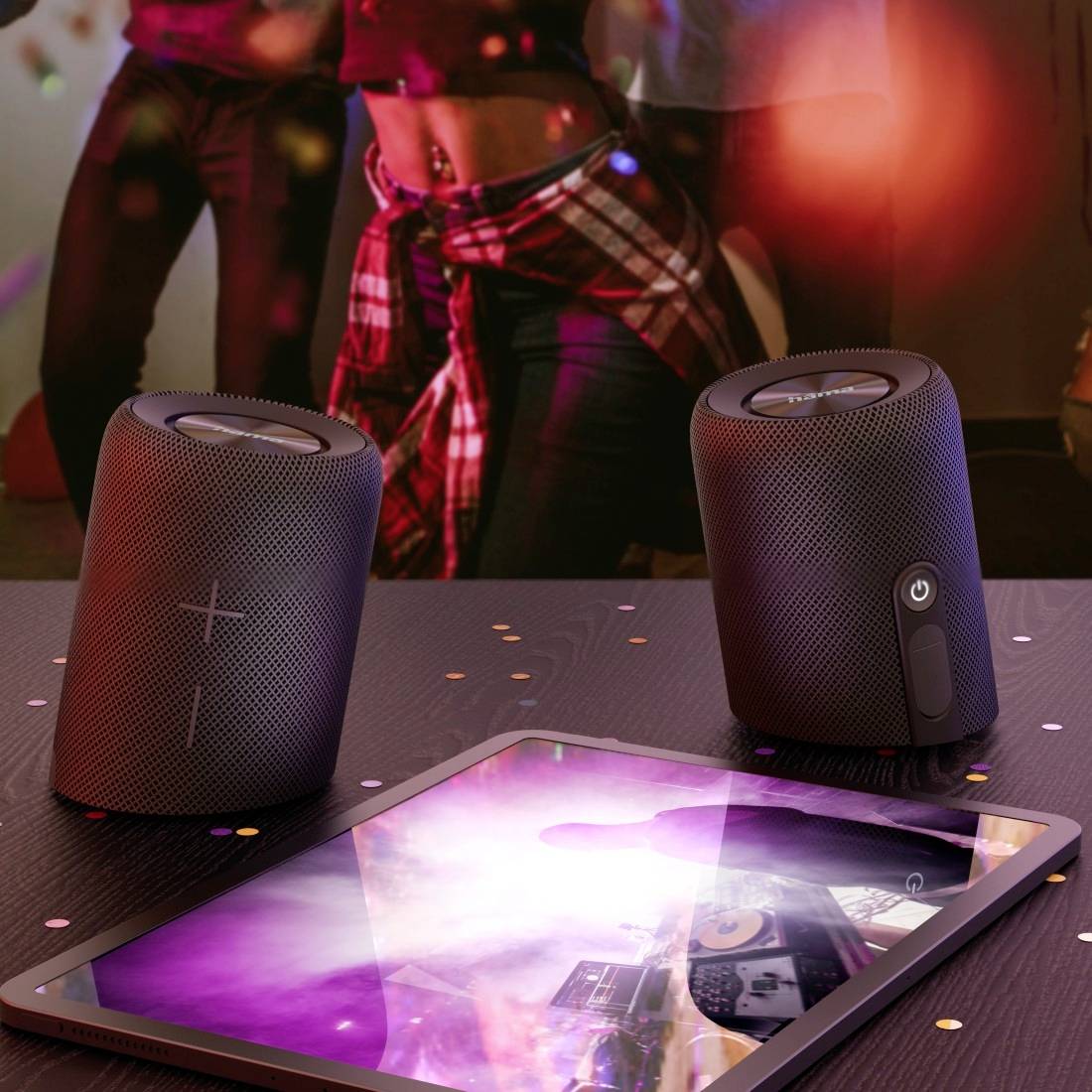 Hama Twin 2.0 Bluetooth® Lautsprecher Freisprechfunktion, Wasserfest Schwarz