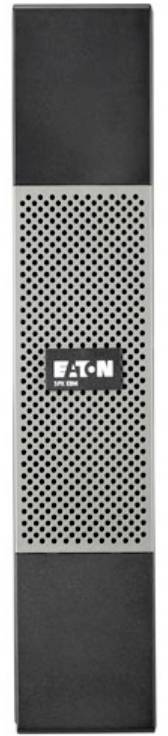 Ein schwarzer, schmaler Server-Schrank mit einem perforierten Metallgitter auf der Vorderseite, trägt das Logo 'EATON'.
