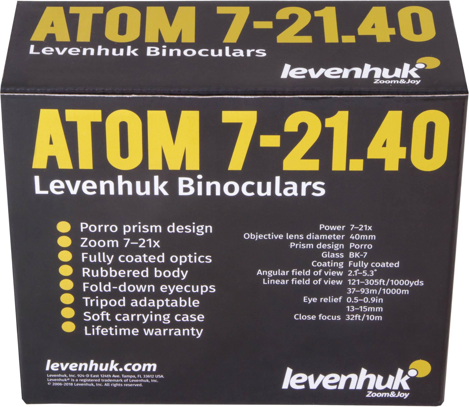 Levenhuk Zoom-Fernglas 7 x - 21 x 40mm Porro Schwarz 72517