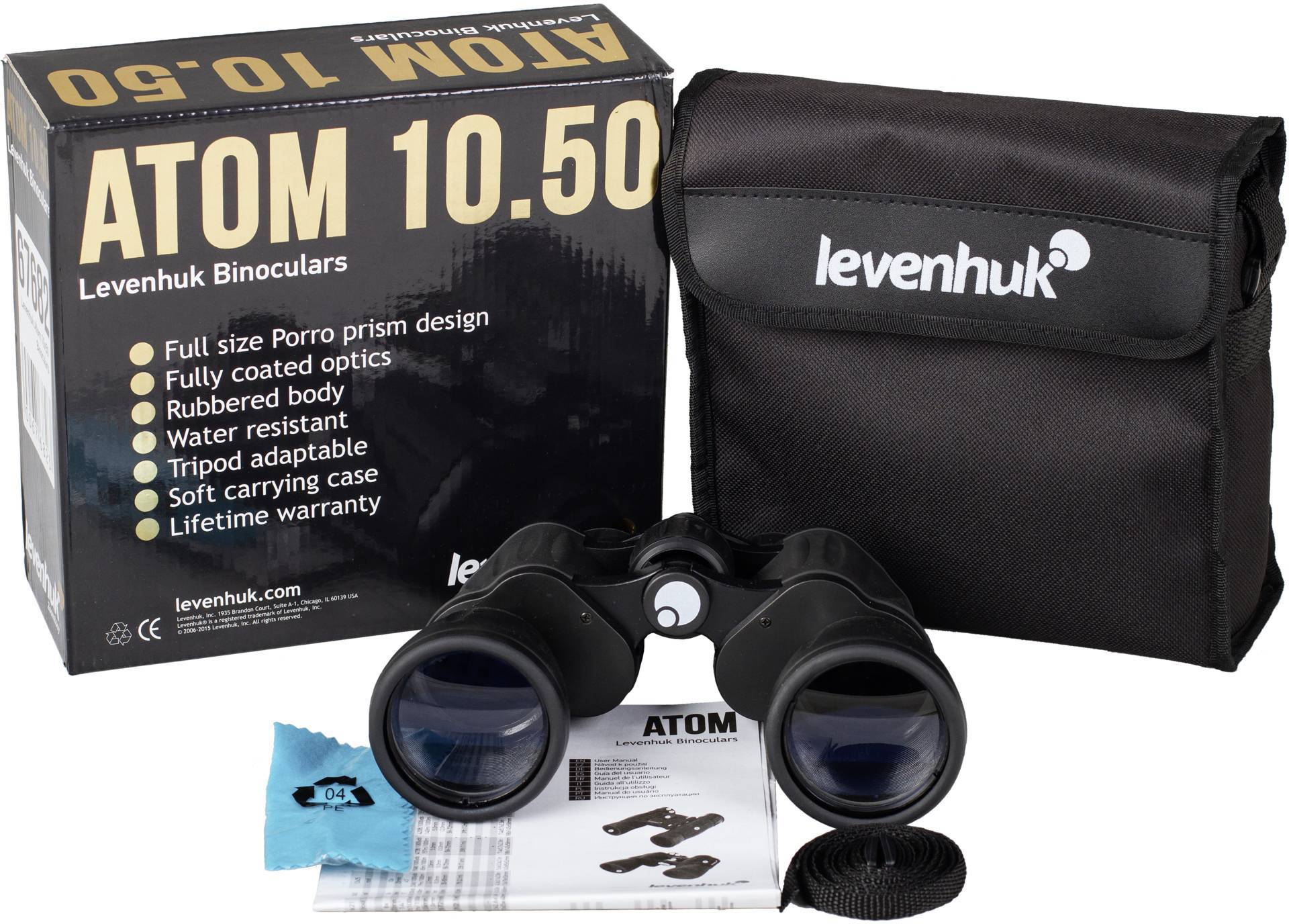 Levenhuk Fernglas 10 x 50mm Porro Schwarz 67682