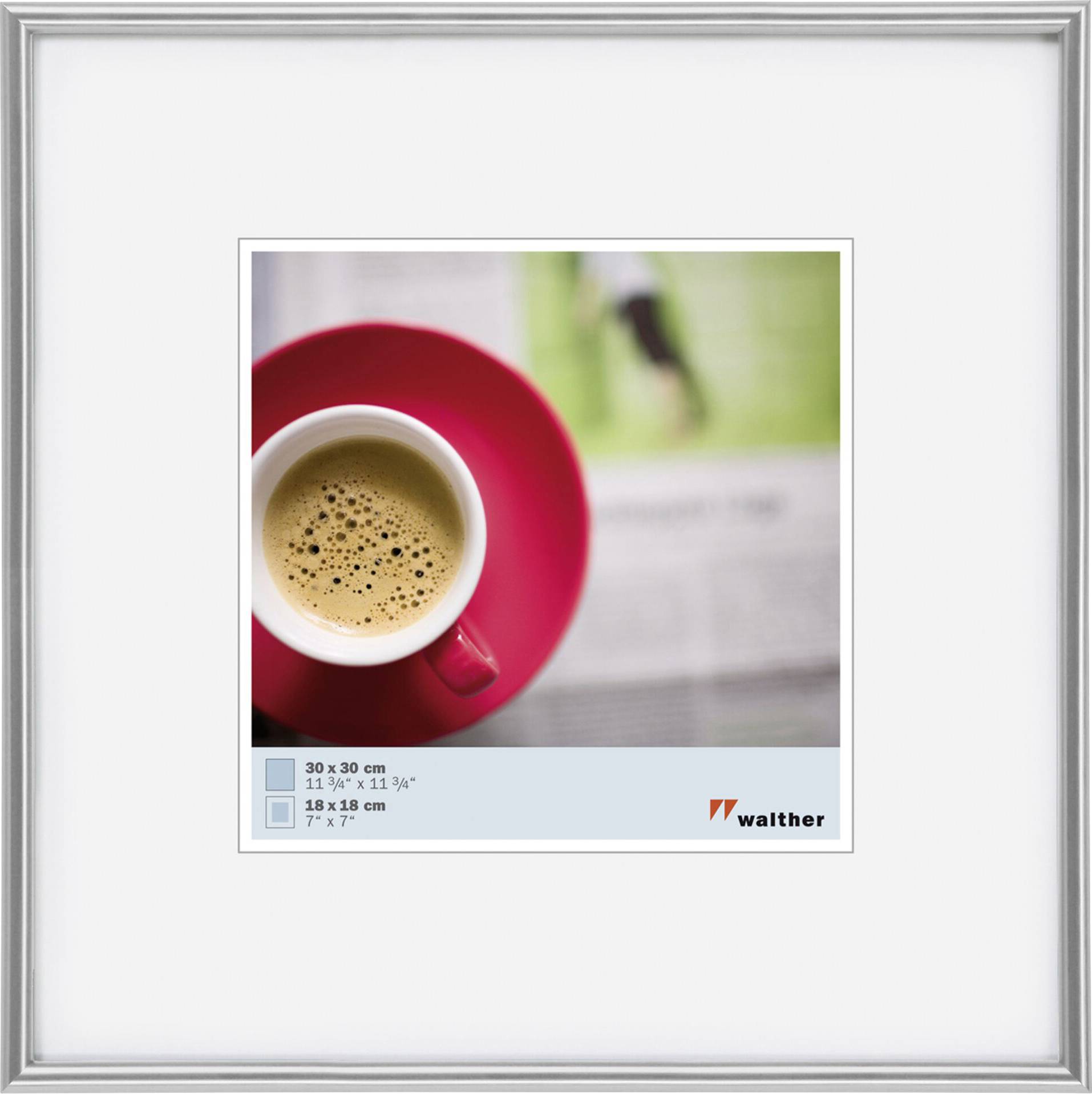 walther+ design KS330H Bilder Wechselrahmen Papierformat: 30 x 30cm Silber