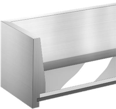 Rechteckiges Metallbauteil mit abgeschrägten Kanten und einer Aussparung an der Seite. Geeignet für Konstruktions- oder Montagezwecke.