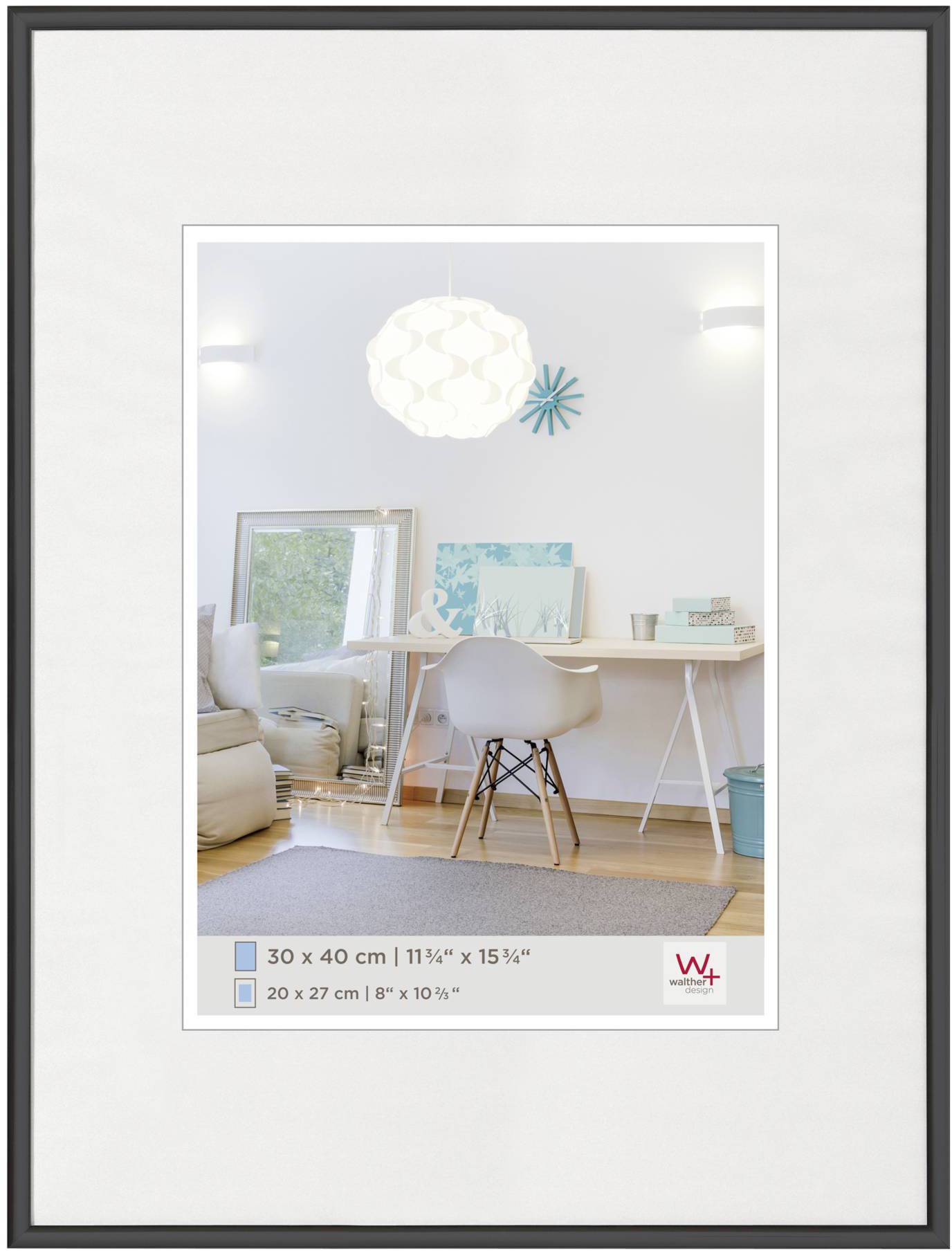 walther+ design KV040B Bilder Wechselrahmen Papierformat: 30 x 40cm Schwarz