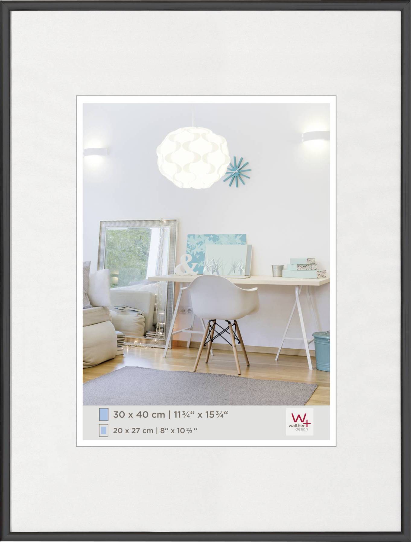 walther+ design KV040B Bilder Wechselrahmen Papierformat: 30 x 40cm Schwarz