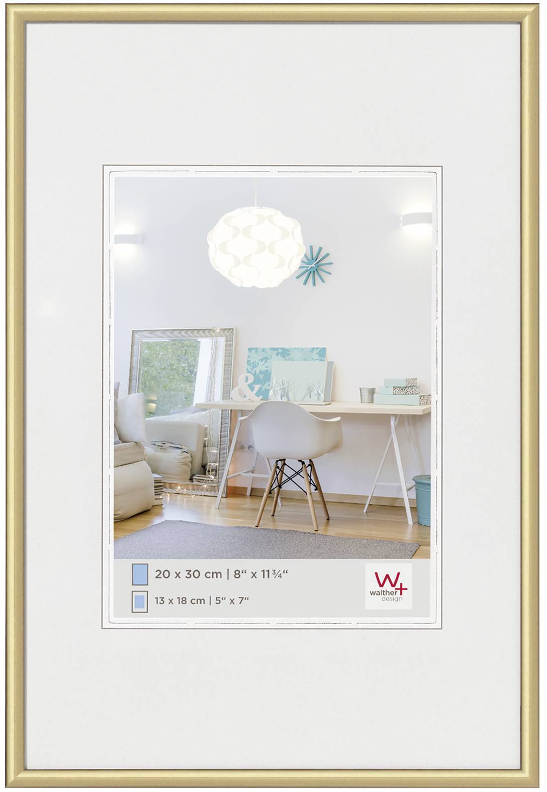 walther+ design KV030G Bilder Wechselrahmen Papierformat: 20 x 30cm Gold