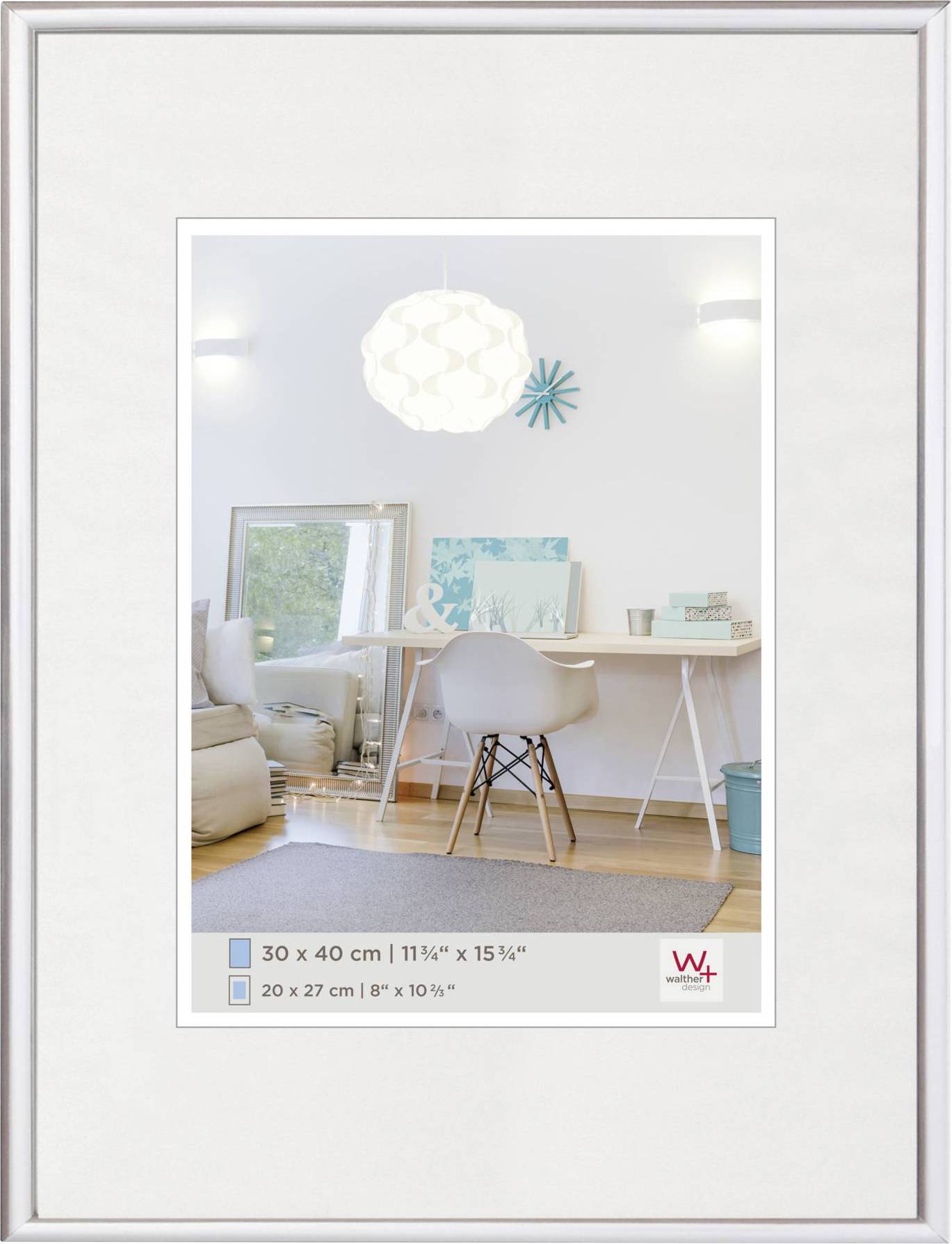 walther+ design KV040S Bilder Wechselrahmen Papierformat: 30 x 40cm Silber