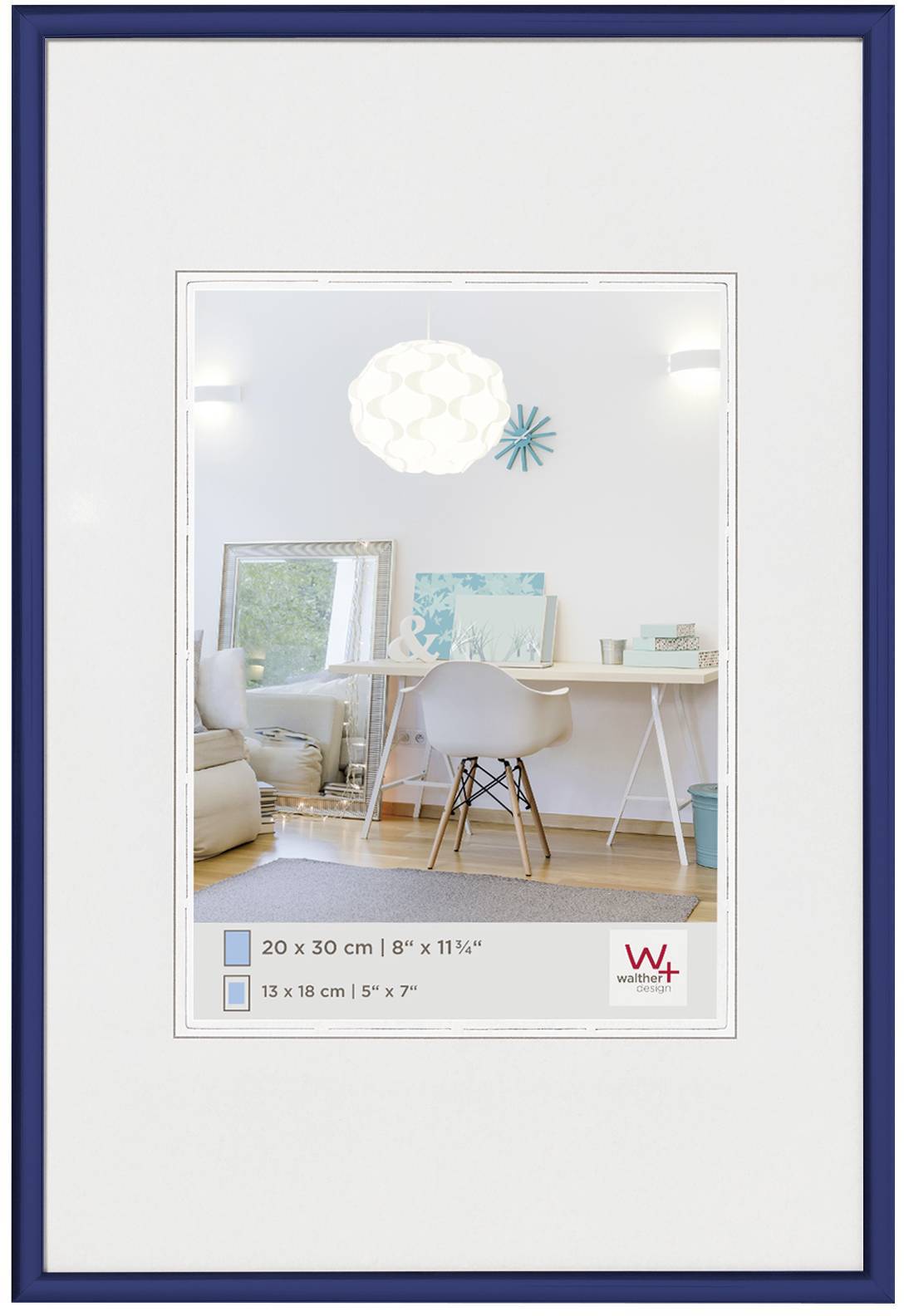 walther+ design KV030L Bilder Wechselrahmen Papierformat: 20 x 30cm Blau