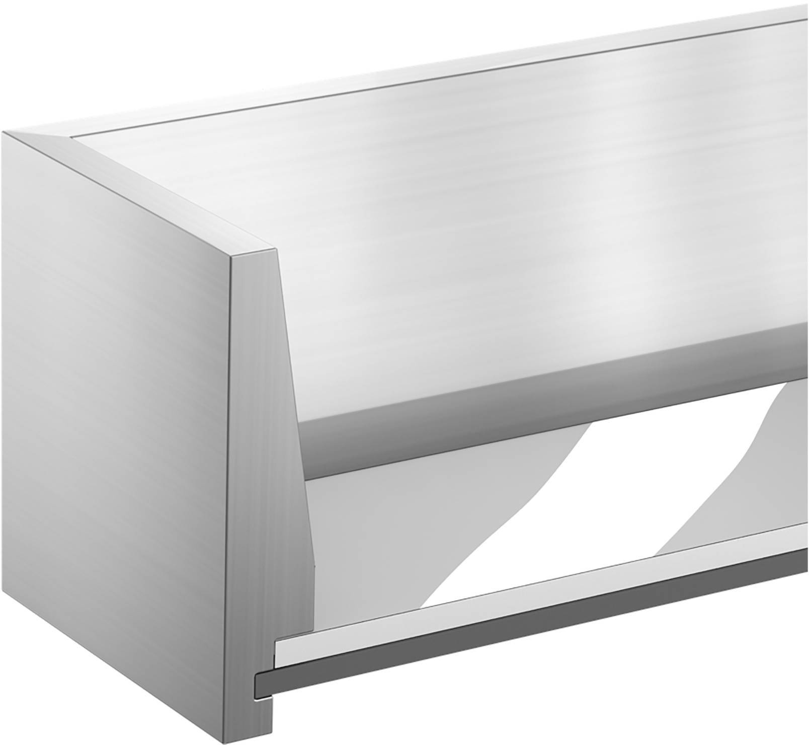 Ein modernes, metallisches Handtuchhalter-Design mit gebürsteter Edelstahloberfläche und offenem Zugriff für leichte Benutzung.