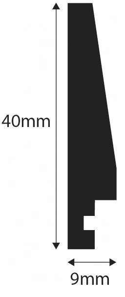 Schematische Zeichnung eines Profils mit den Abmessungen 40 mm in der Höhe und 9 mm in der Breite.