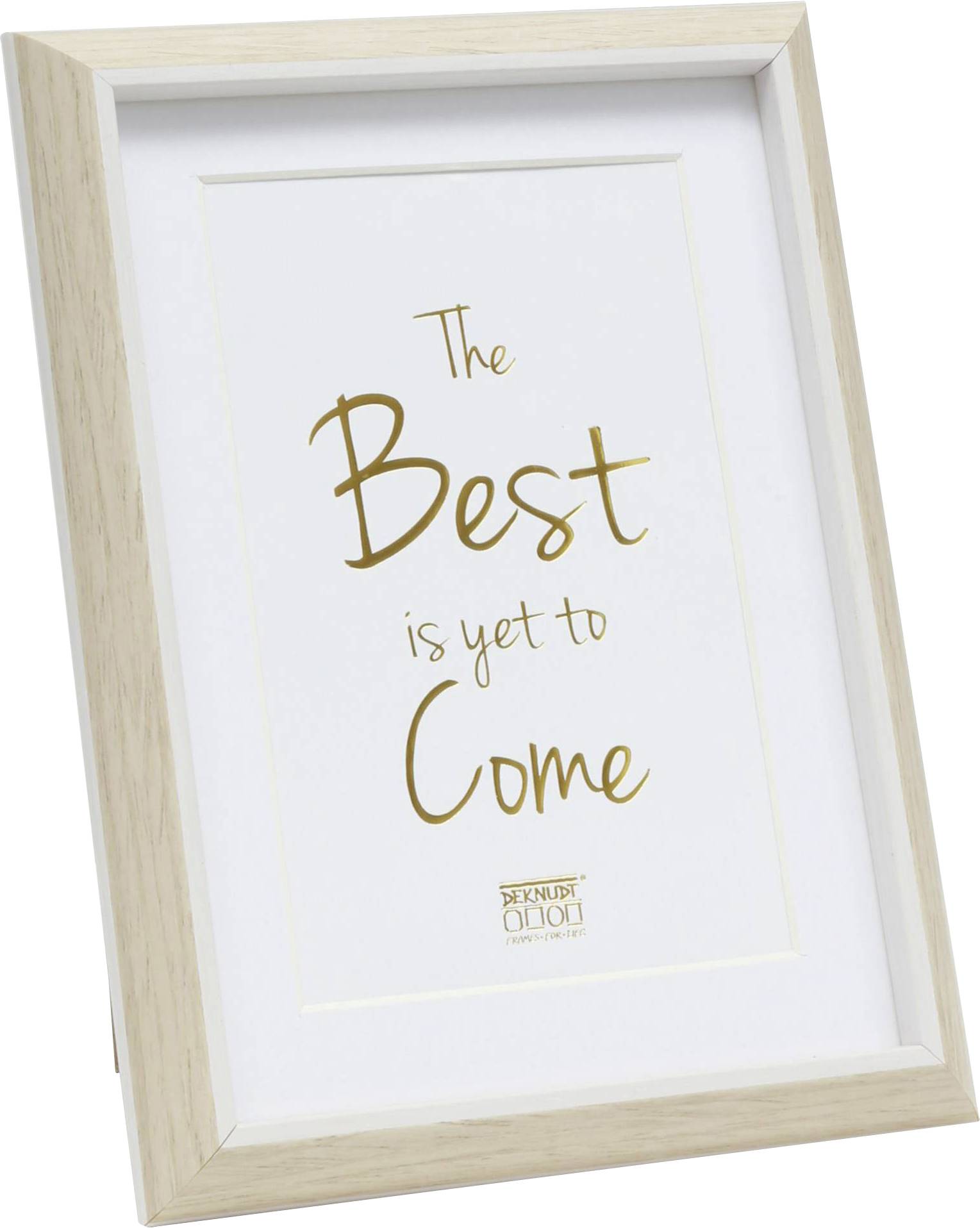 Rahmen mit dem Zitat 'The best is yet to come' in goldener Schrift.