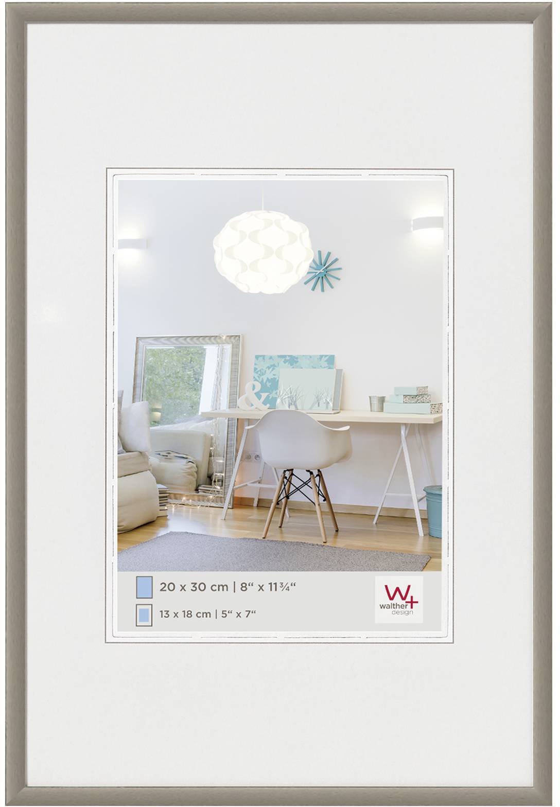 walther+ design KV030D Bilder Wechselrahmen Papierformat: 20 x 30cm Grau