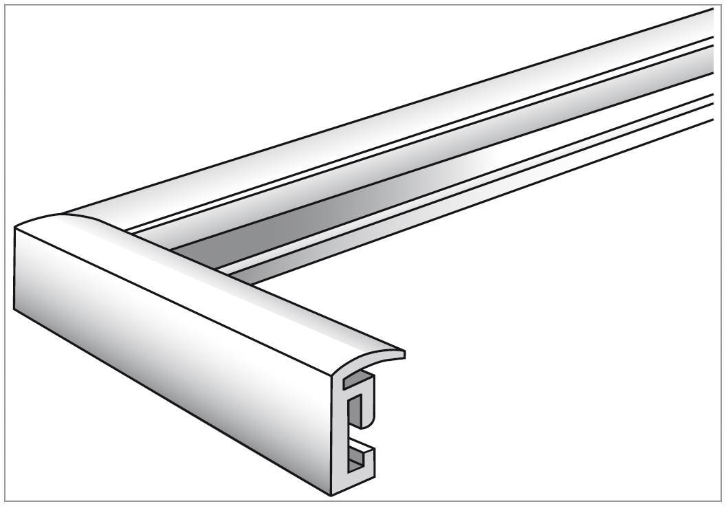 Aluminiumprofil in L-Form mit Schraubleiste, geeignet für den Einsatz in der Möbel- oder Messebauindustrie.