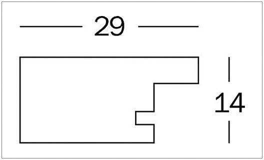 Rechteckiges Schema mit einem nach innen gehenden Abschnitt. Oben die Zahl '29', rechts die Zahl '14', vermutlich Maße.