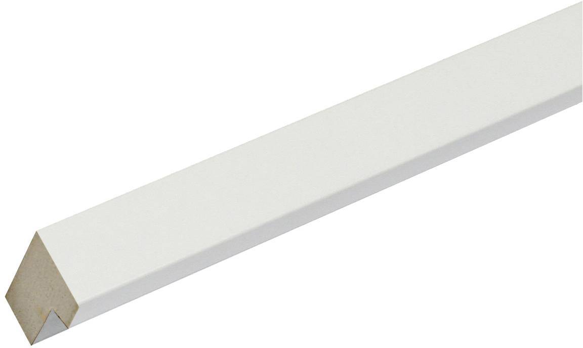 Weißer, langer Holzstab in L-Form, diagonale Ansicht von oben.