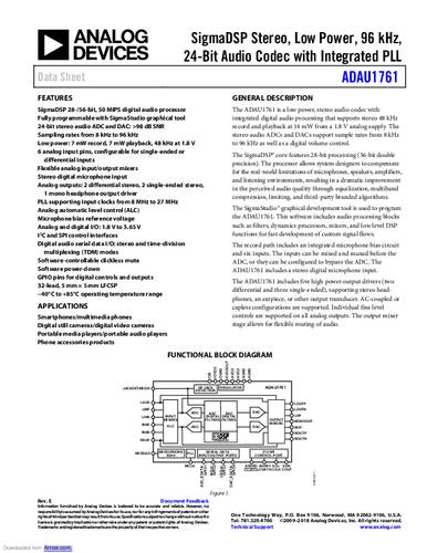 Analog Devices EVAL-ADAU1761Z Entwicklungsboard 1St.