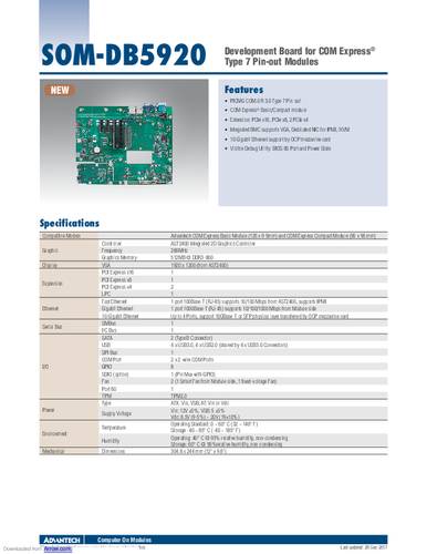 Advantech SOM-DB5920-00A1 Entwicklungsboard 1St.