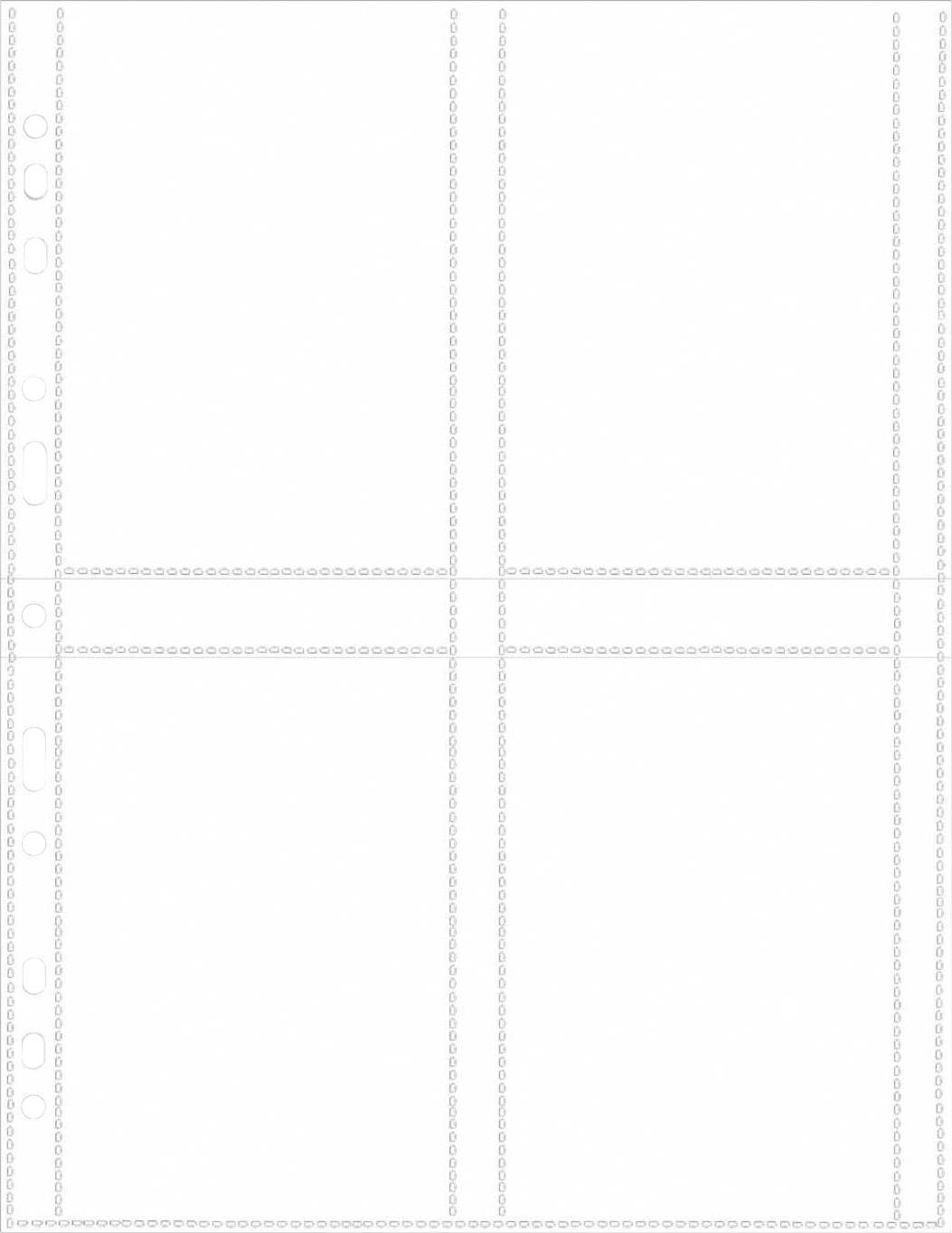 Leeres Blatt mit perforierten Rändern, vierfach gefaltet.