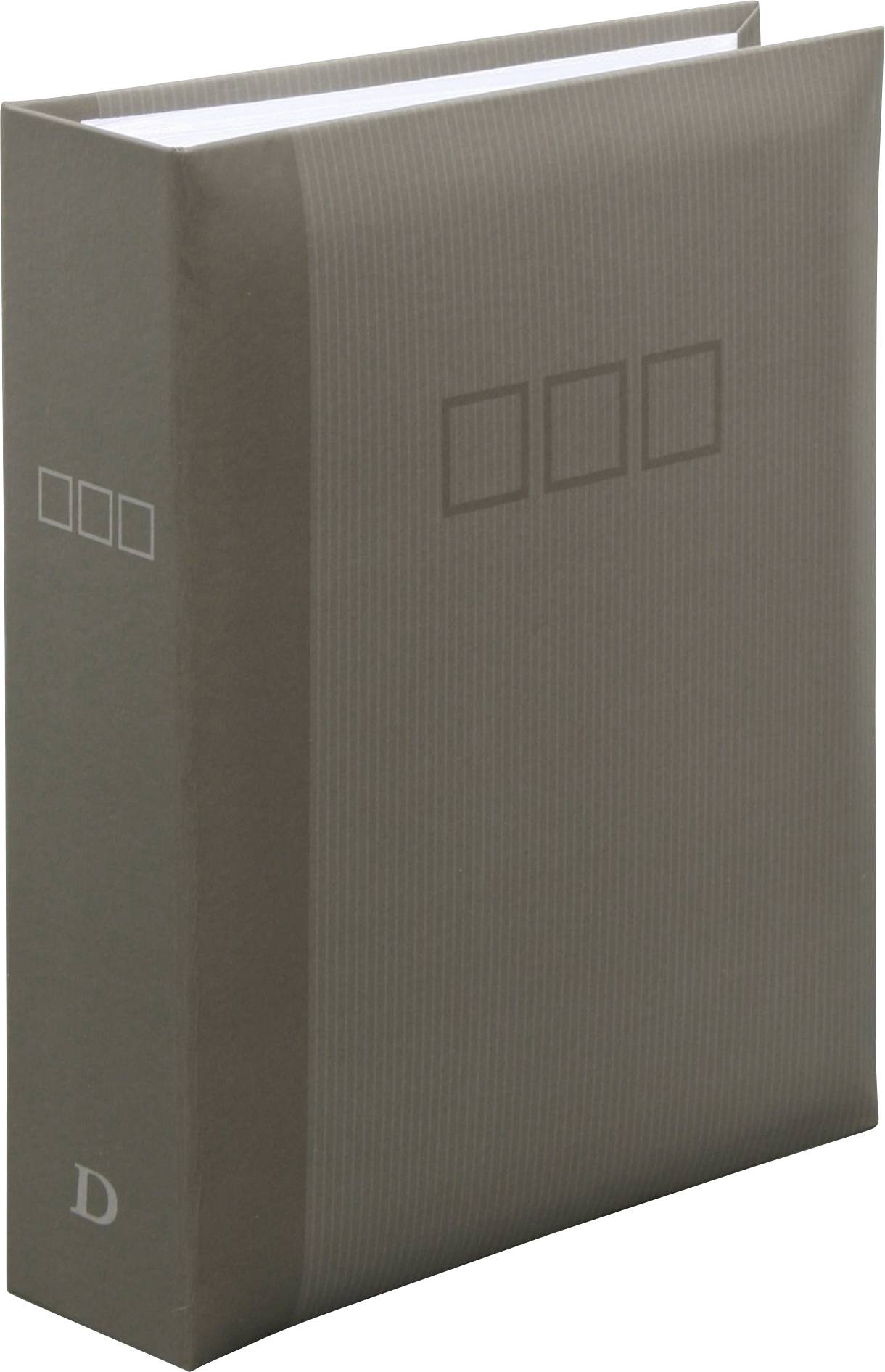 Ein brauner Ringordner mit einem silbernen Buchstaben 'D' auf dem Rücken.