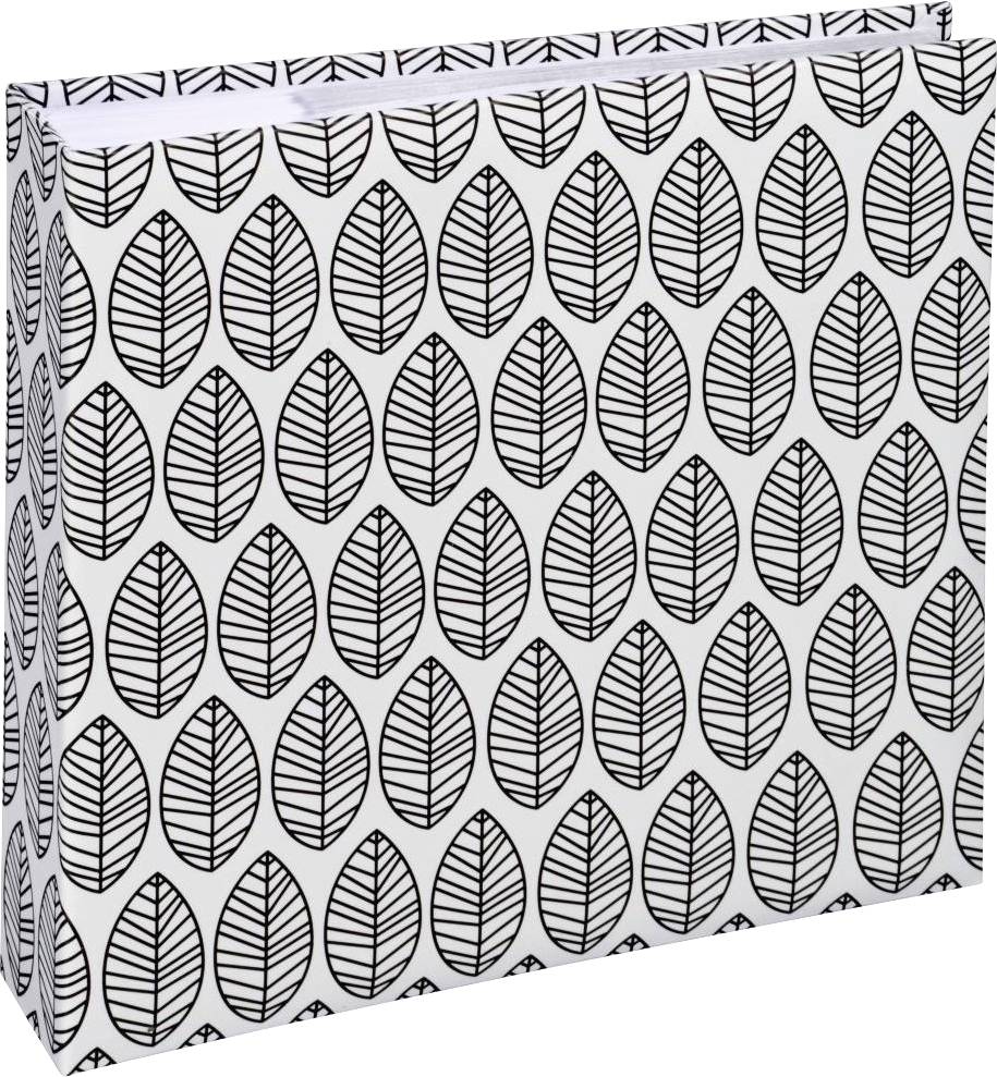 Eine weiße Schachtel mit schwarzen, blattförmigen Mustern gleichmäßig über die Oberfläche verteilt.