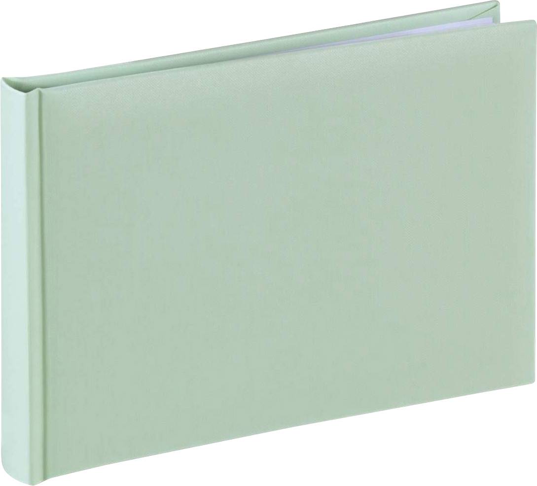 Grünes Fotoalbum mit festem Einband und rechteckiger Form. Perfekt für die Aufbewahrung von Fotos oder Erinnerungsstücken.