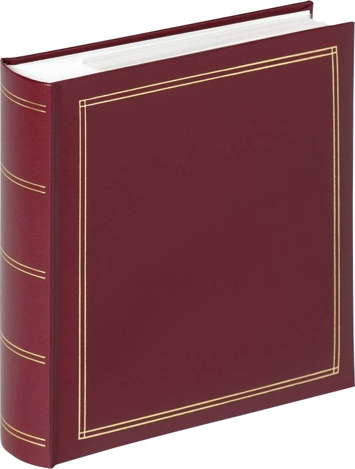 Ein großes, dickes Buch mit einem dunkelroten Einband und goldenen Verzierungen.