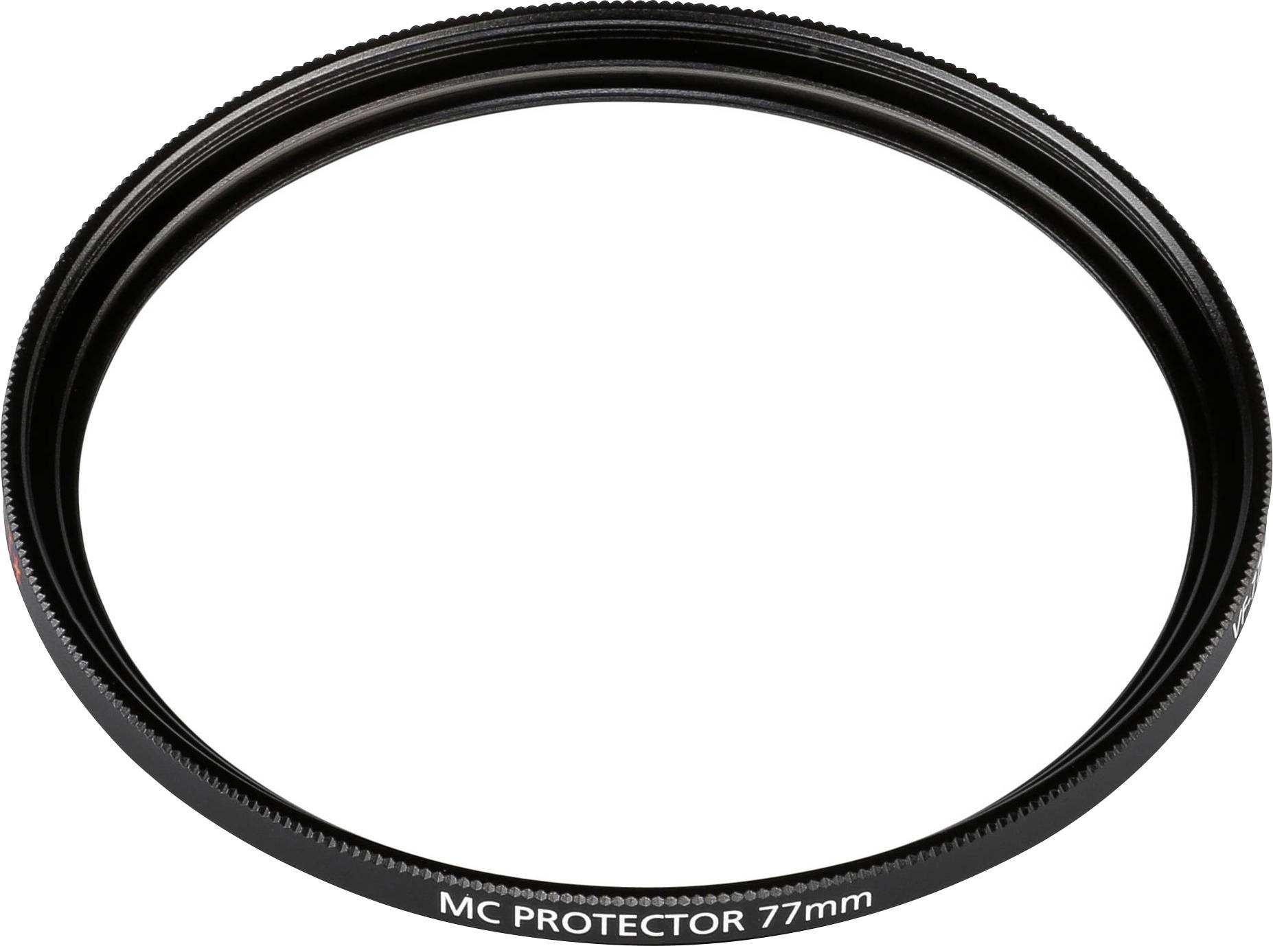 Ein schwarzer MC-Schutzfilter für Kameralinsen mit einem Durchmesser von 77 mm.