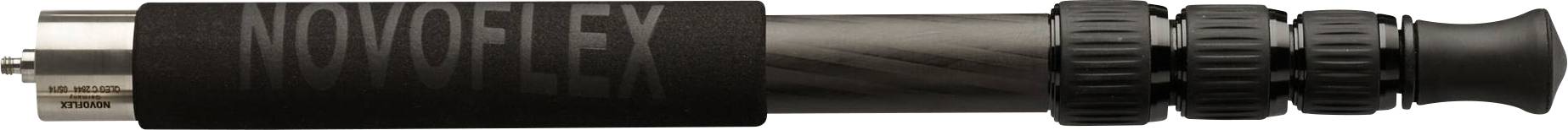 Ein schwarzes, professionelles Stativbein von Novoflex mit einem gummierten Griff und Twist-Lock-Mechanismus.