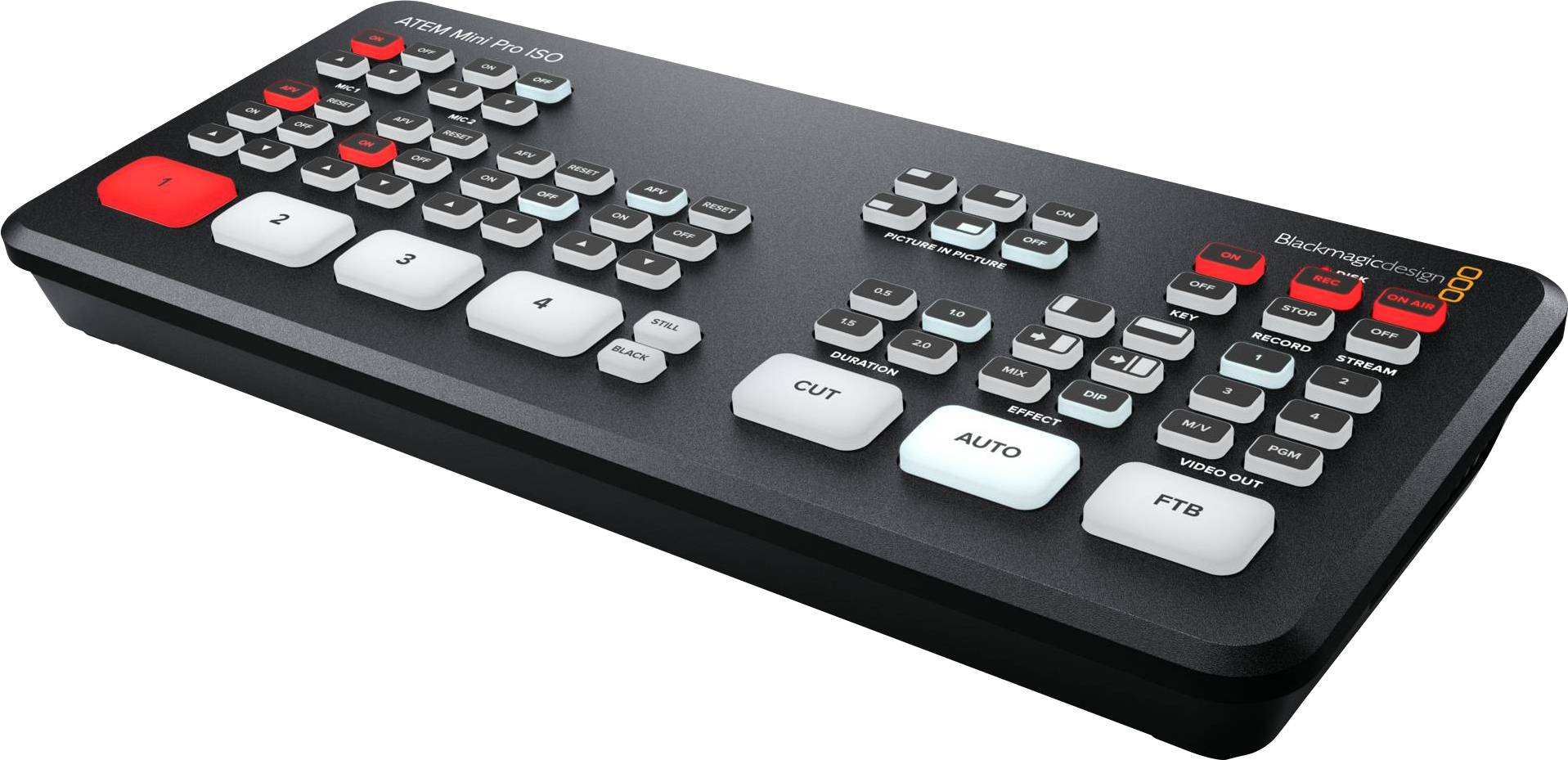 Blackmagic ATEM mini Pro ISO, 2K Ultra HD, 1280 x 720,1920 x 1080 Pixel, 720p,1080i,1080p, 60 fps, 10,100,1000 Mbit/s, 10/100/1000Base-T(X)