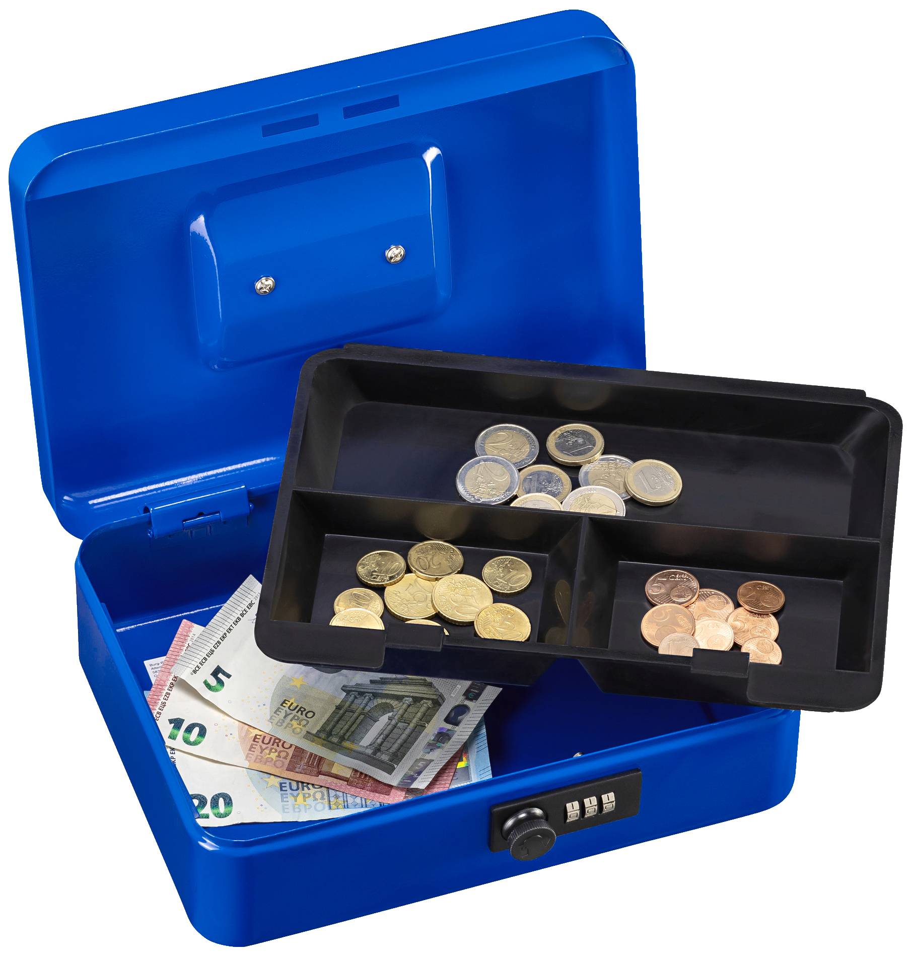 Geldkassette MONEY B.250xH.90xT.180mm blau lack.BURG-WÄCHTER