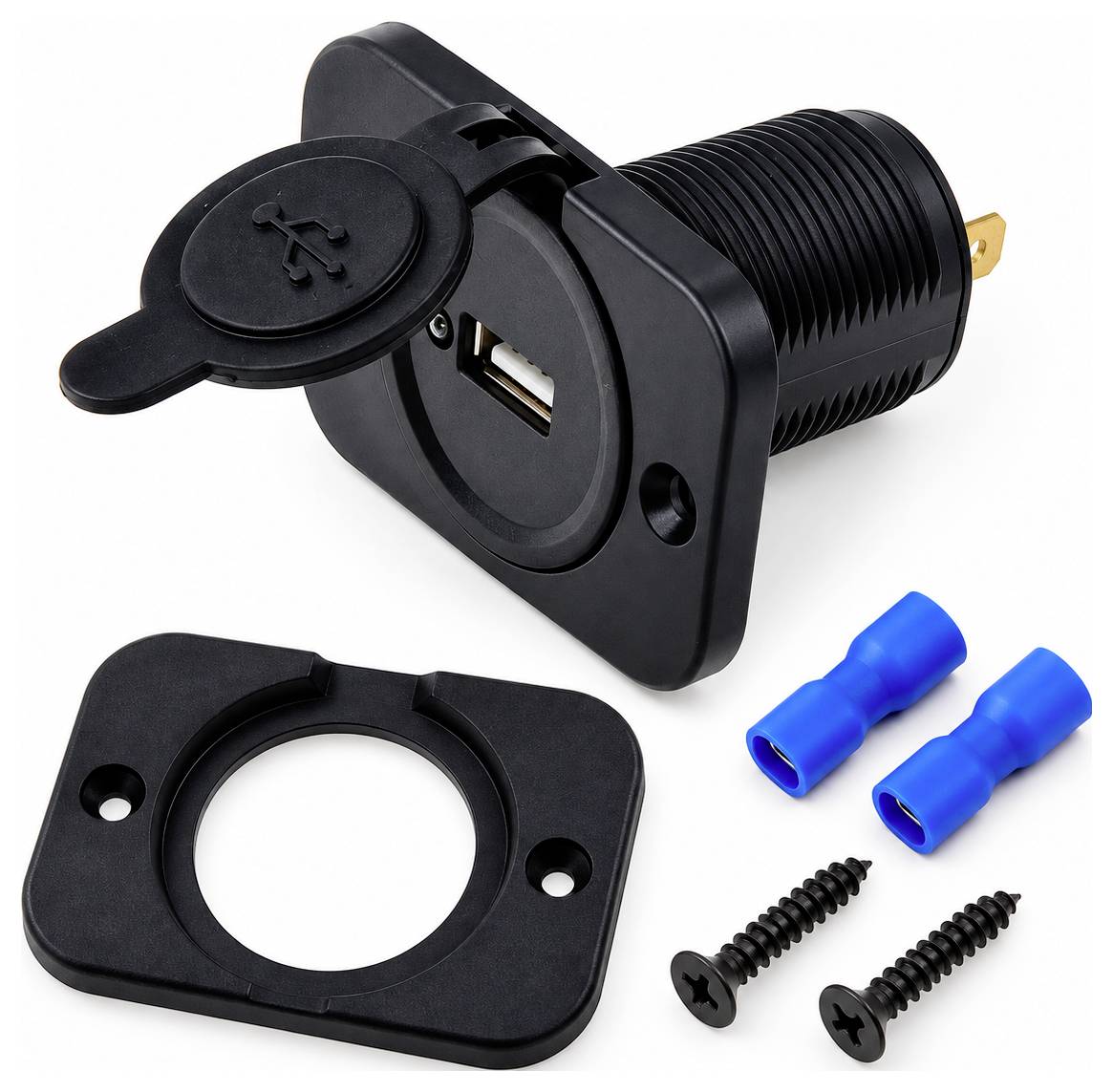 IWH USB Einbau-Steckdose 12/24 Volt 2100mA Belastbarkeit Strom max.=2.1A 12 oder 24 V/DC
