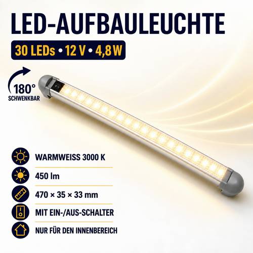 IWH LED Innenraumleuchte 19302 LED 12 V (L x B x H) 470 x 33 x 35 mm Schwenkbar