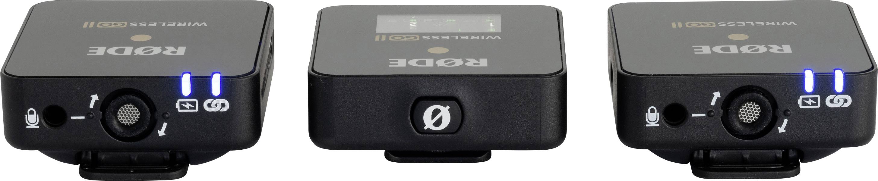 RODE Microphones Wireless GO II Ansteck Sprach-Mikrofon Übertragungsart (Details):USB inkl. Tasche, inkl. Windschutz, inkl. Kabel Microfon TRS (3.5