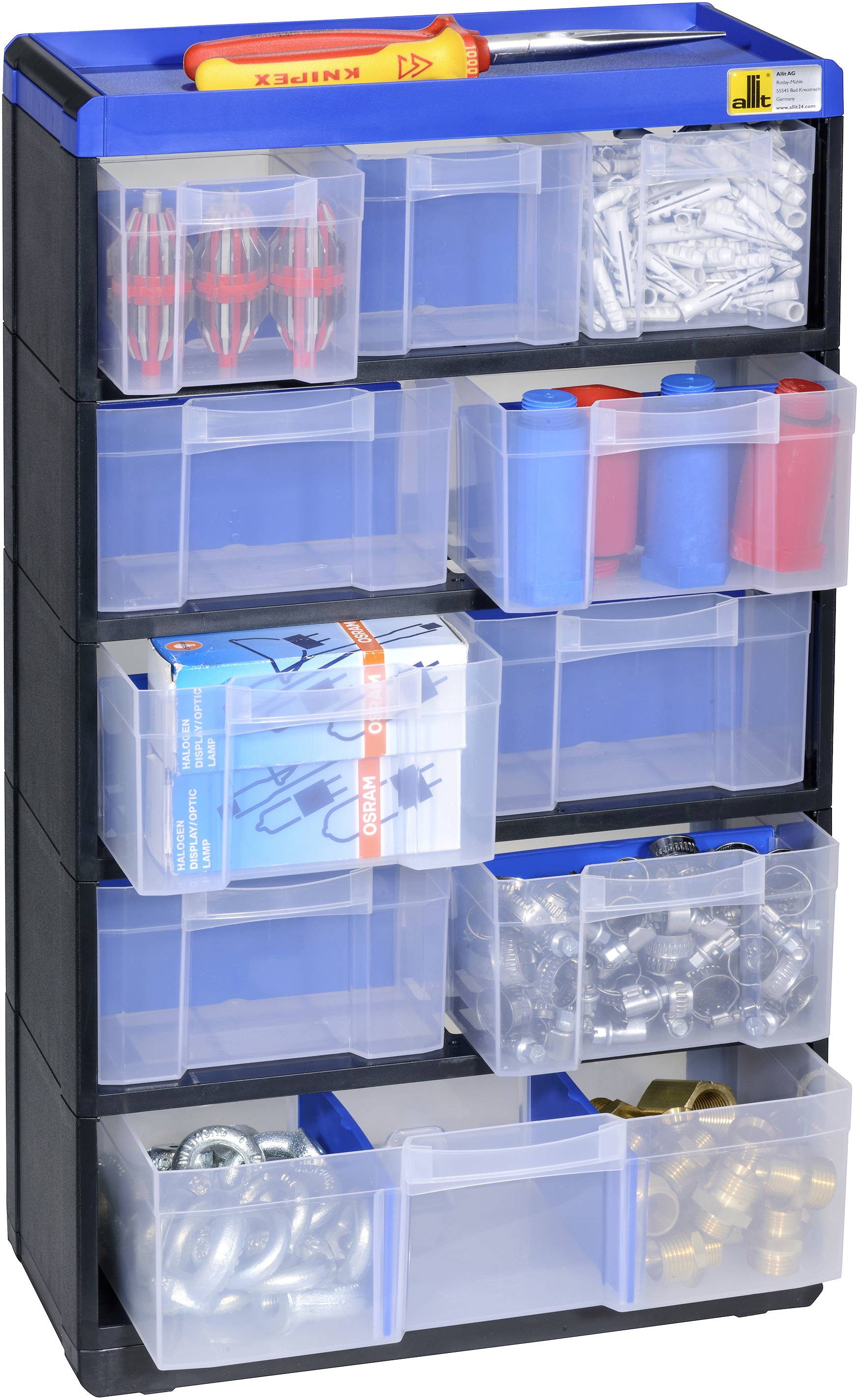Allit 464640 Kleinteilmagazin VarioPlus Pro 53/21 (B x H x T) 300 x 525 x 135mm Schwarz, Blau 1St.