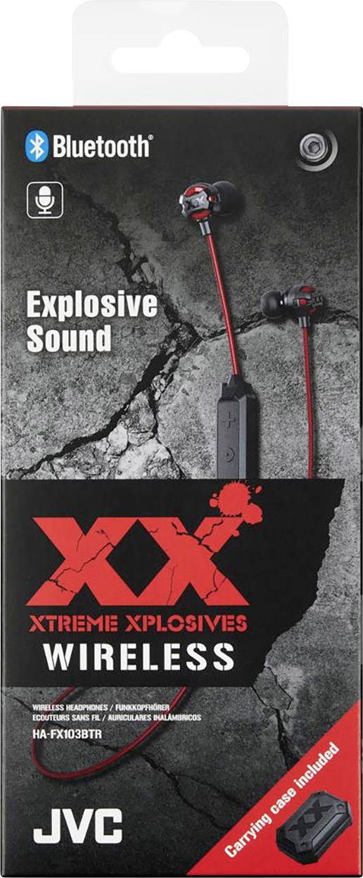 JVC HA-FX103BT In Ear Kopfhörer Bluetooth® Rot/Schwarz Nackenband, Lautstärkeregelung, Batterieladeanzeige
