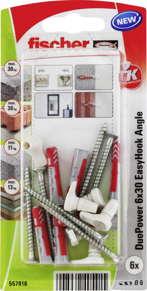 Fischer DuoPower 6x30 EasyHook Angle K (6) Dübelsortiment 557916 1 Set