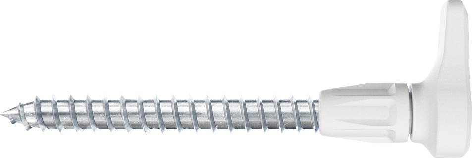 Metallschraube mit einem Kunststoffgriff an einem Ende, geeignet für feste Befestigungen in verschiedenen Materialien.