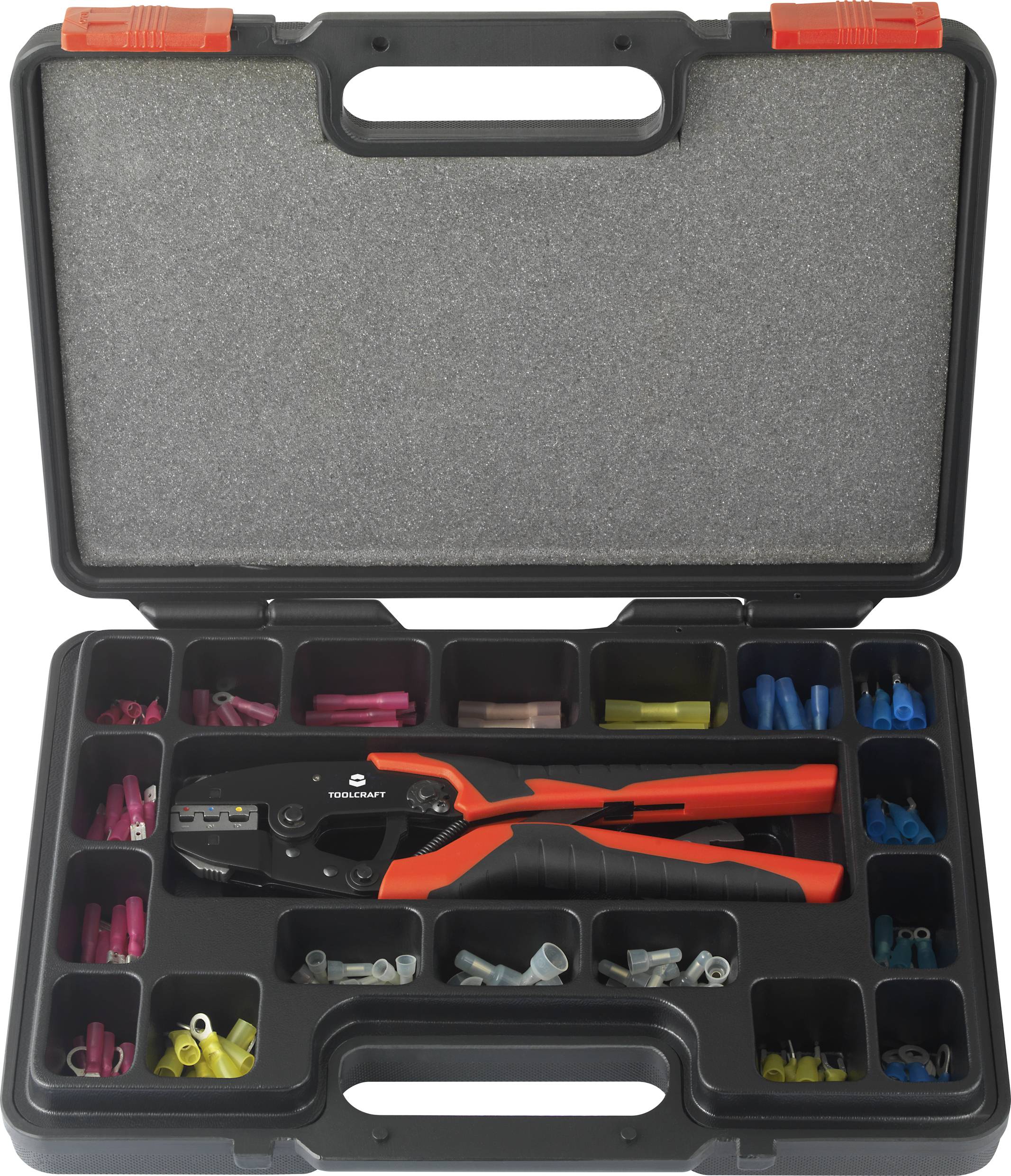 TOOLCRAFT HJ540168BC-A1A5 TO-7104990 Crimpzangen-Set 168teilig Schrumpfverbinder, Pressverbinder 0.