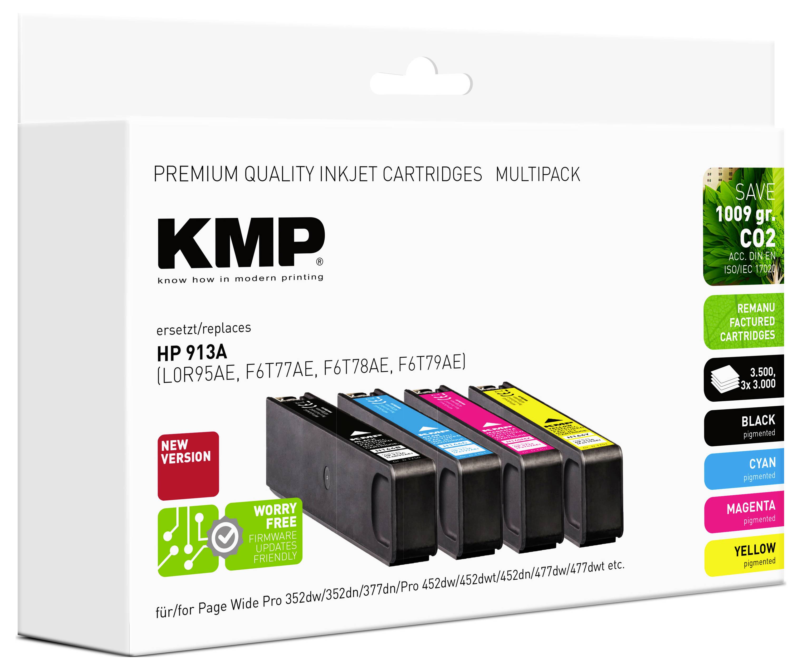 KMP Druckerpatrone ersetzt HP HP 913A Kompatibel Kombi-Pack Schwarz, Cyan, Magenta, Gelb H164V 1750