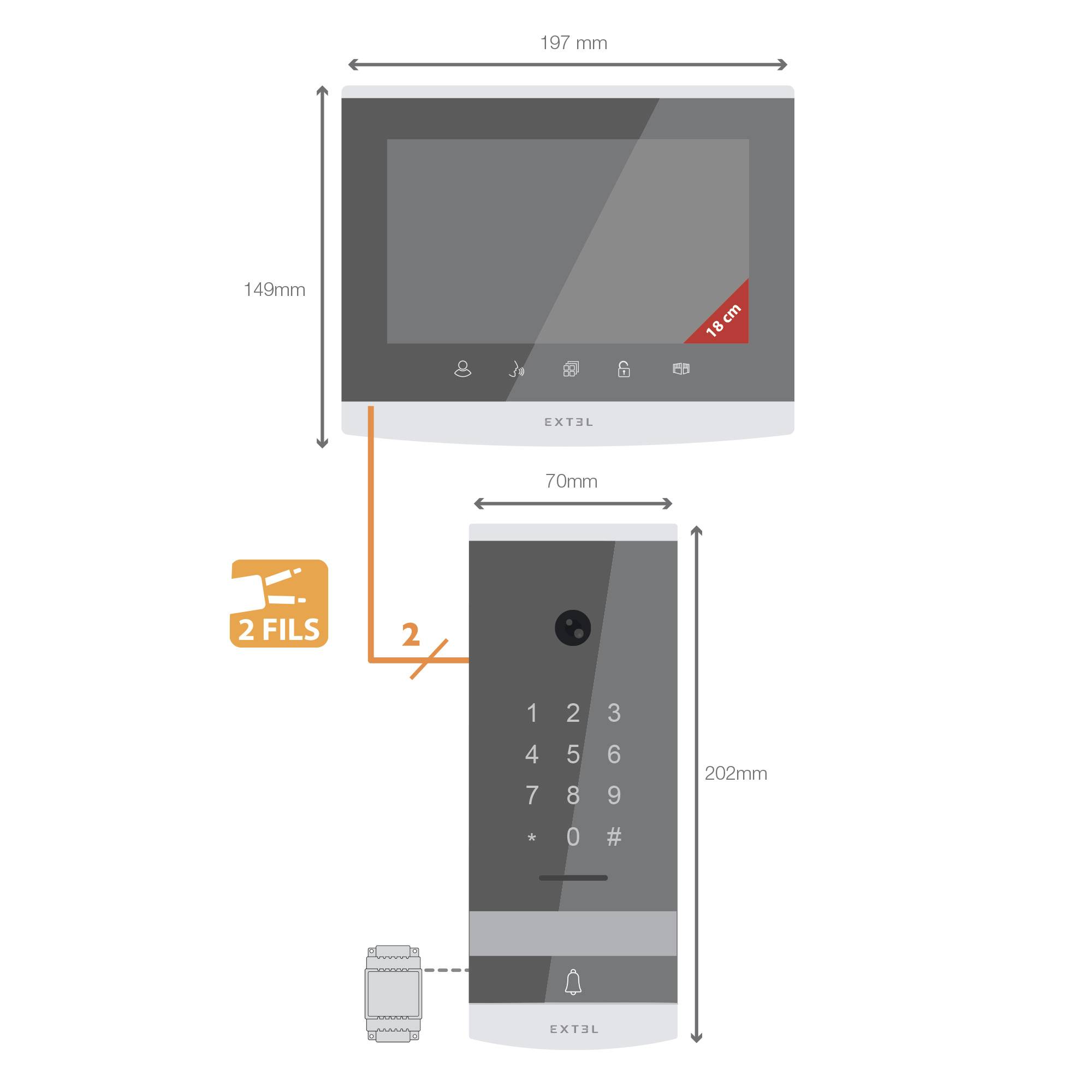 Extel CODE Connect Video-Türsprechanlage WLAN Komplett-Set Schwarz, Glas