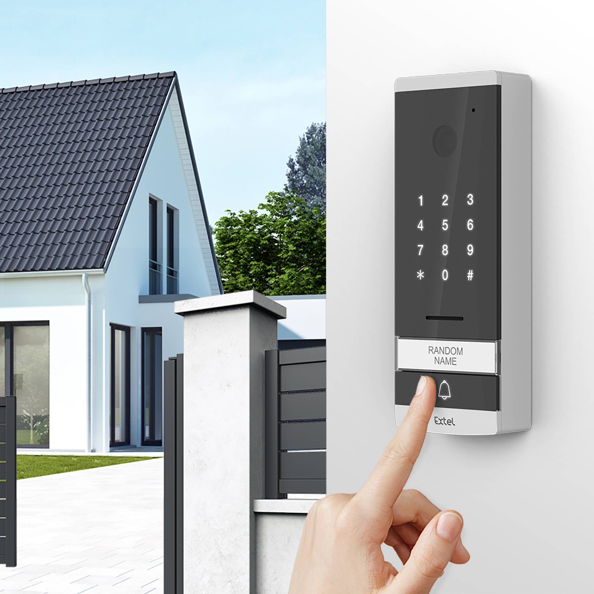 Extel CODE Video-Türsprechanlage Kabelgebunden Komplett-Set 1 Familienhaus Glas, Schwarz