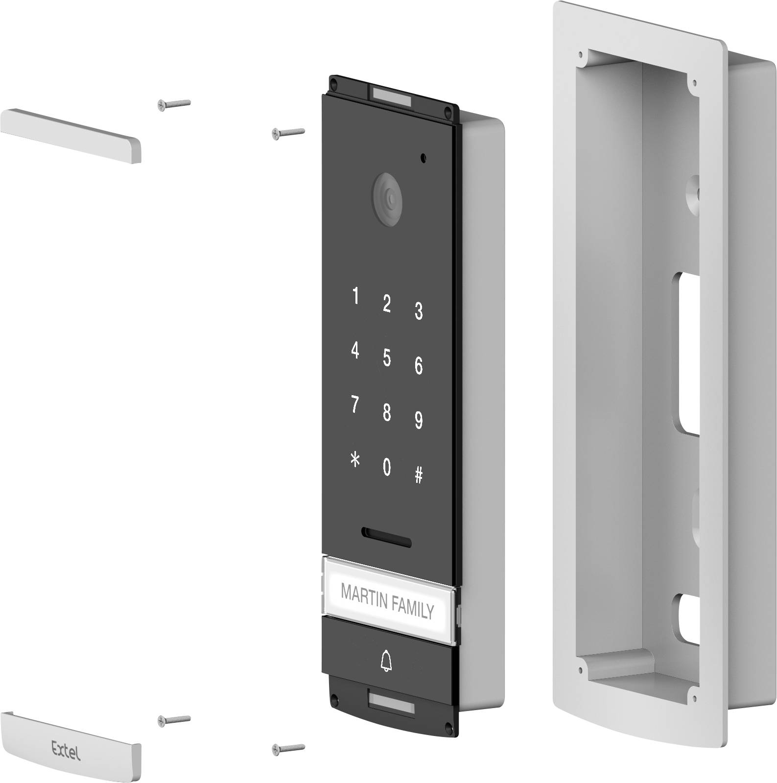 Extel CODE Video-Türsprechanlage Kabelgebunden Komplett-Set 1 Familienhaus Glas, Schwarz
